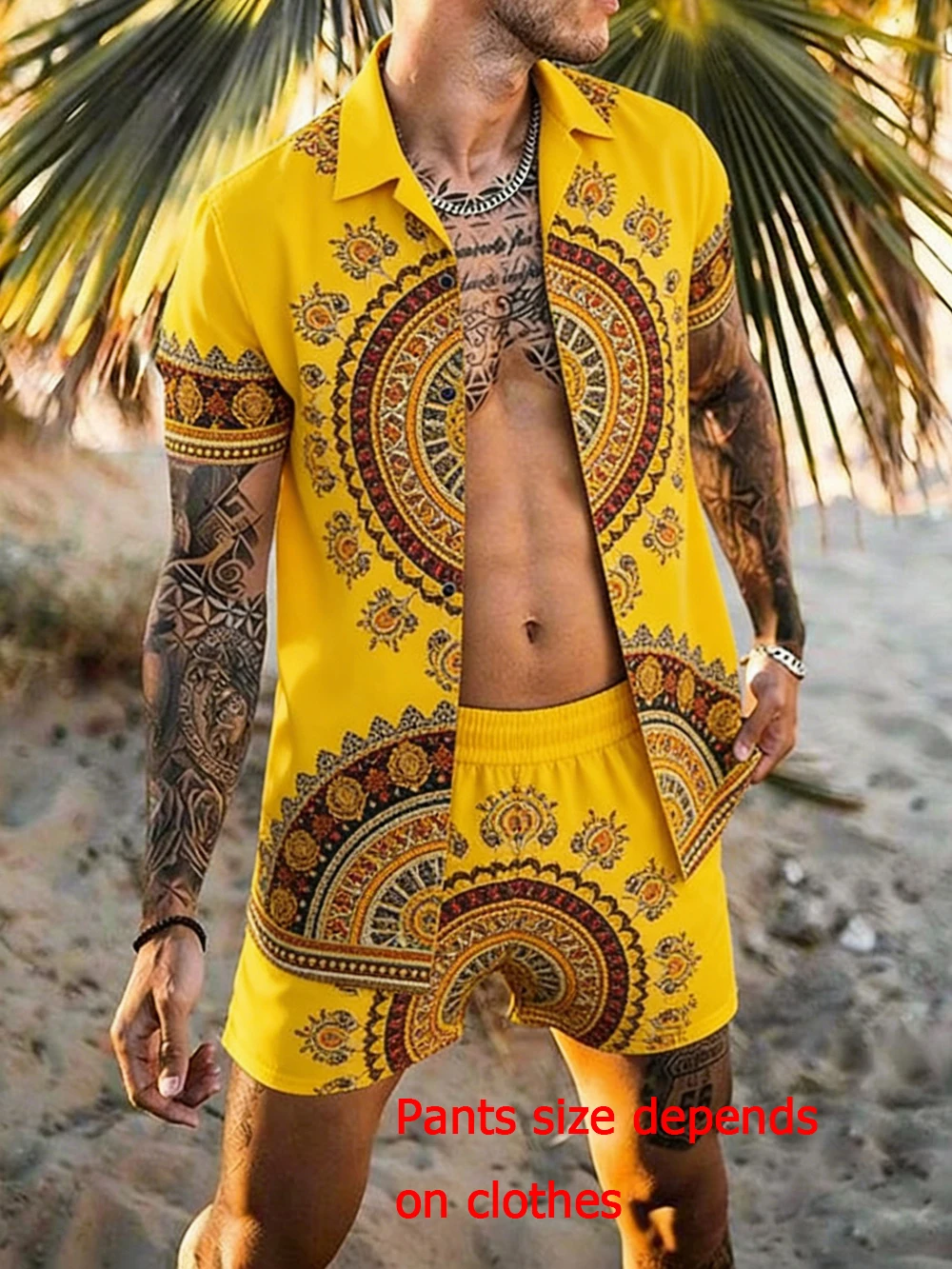 Men's lapel short-sleeved shirt suit natural plant high-definition printed shirt Hawaiian vacation outdoor social clothes men