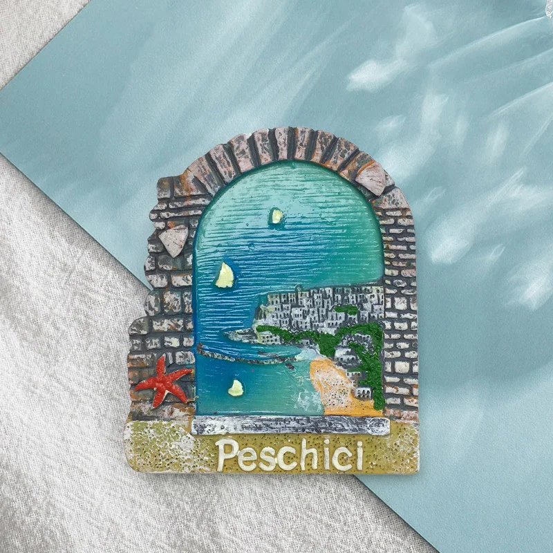 

Italy Peskiqi Cliff Town Fridge Magnet Tourist Collection Souvenir 3D Painted Decoration