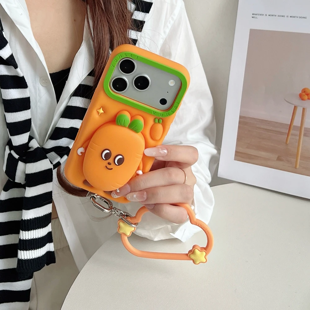 KEYSION Cute Cartoon 3D Carrot - Cute Cartoon Wrist Strap Silicone Case review and price