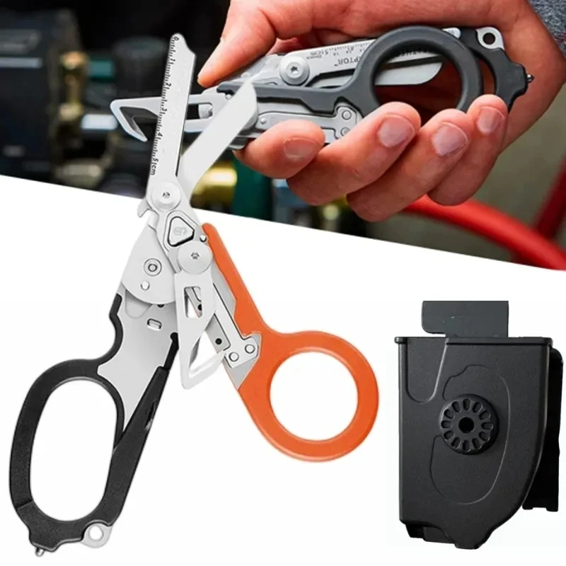 Multifuncional Outdoor Tactical Folding Scissors, Raptors portáteis, Tesouras De Emergência, Ferramenta De Sobrevivência