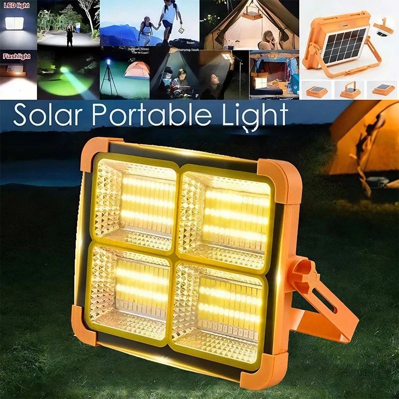 태양광 투광등 휴대용 디자인 15W 출력 2000LM 밝기 IP65 방수 충전식 야외 작업 비상용