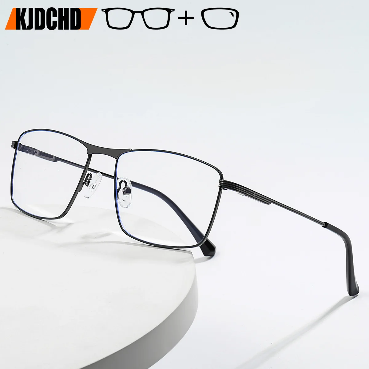 

KJDCHD 2025 Fashion Alloy Square Prescription Glasses Man Anti-Blue Light/Photochromic Myopia Eyewear Optical Eyeglasses