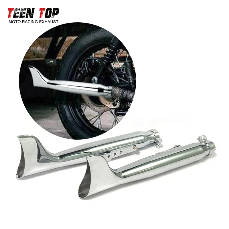 

For Harley Bobbers For Honda CRF230F CRF150F CB200 Exhaust Muffler 38-45mm Universal Chrome Motorcycle Muffler Exhaust Tailpipe