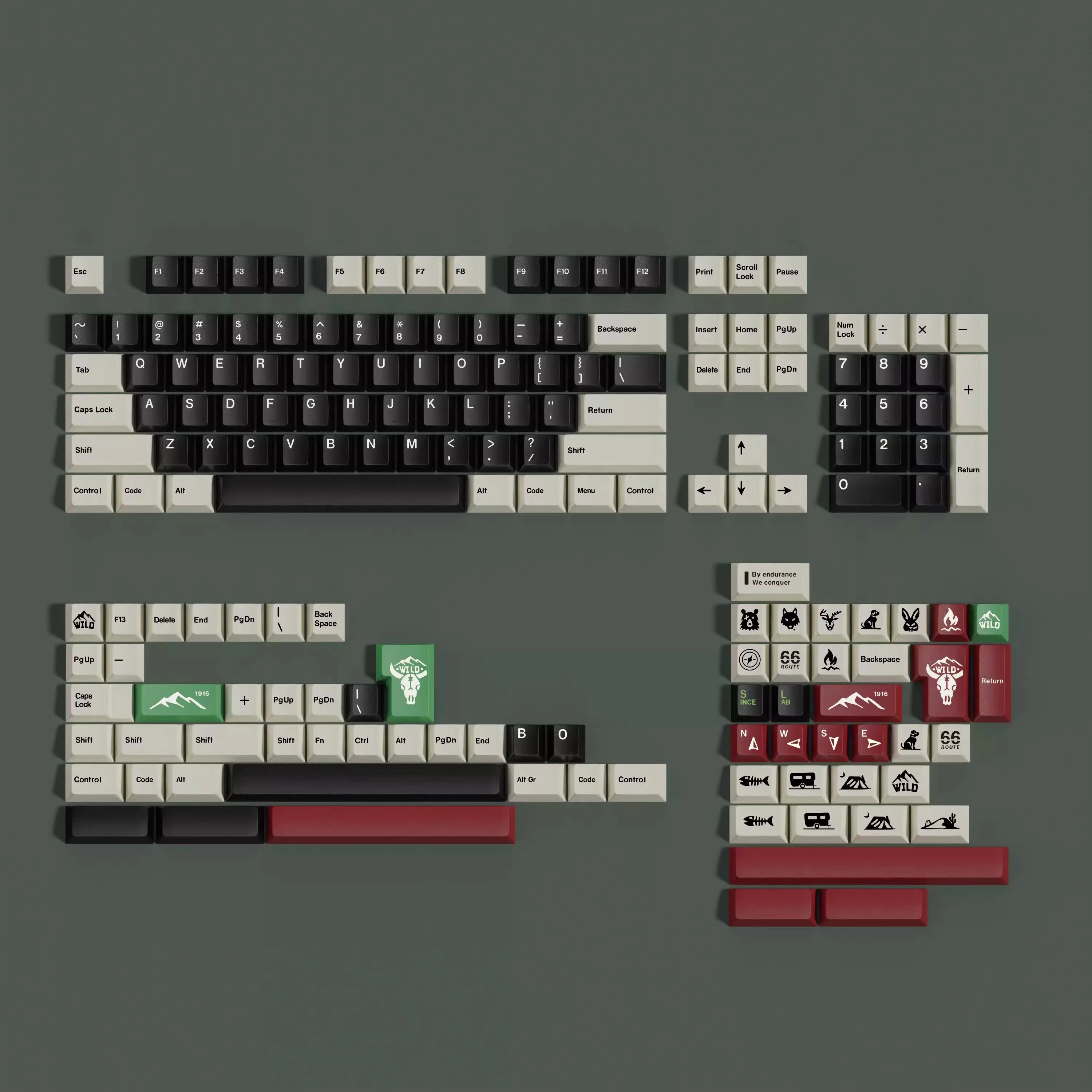 1 Set GMK Wild Keycaps PBT Dye Subbed Key Caps Cherry Profile Lightproof Keycap For Alice Wooting Double B Split 7U Spacebar