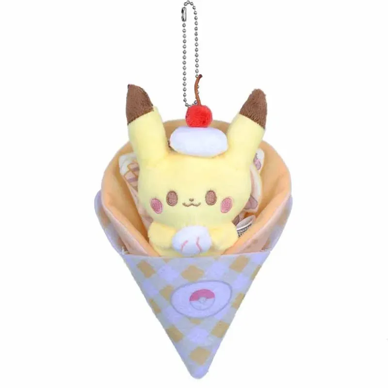 Kawaii Pikachu Dessert Crepe Cartoon Plush Doll Backpack Pendant Anime Pikachu Girl's Heart Cute Plush Keychain Girls Gifts Toys