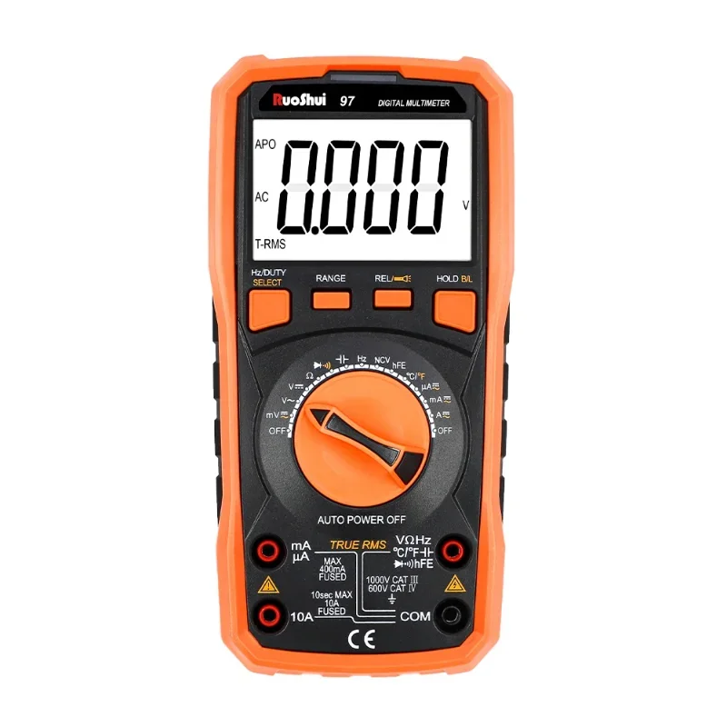 RuoShui 97 MULTIMETER Auto Range Professional Intelligent Data Hold OHM NCV Tester Ac Voltage Meter Ammeter Flashlight Tranistor