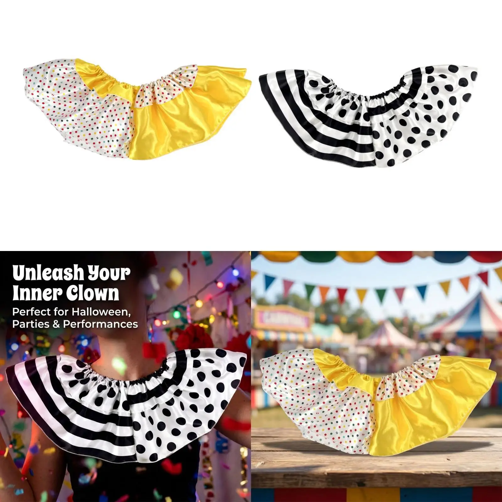 Clown Neck Photo Prop Adjustable Detachable Halloween Costume Ruff Neck Ruffled Neck for Carnival Theater Concerts Festival