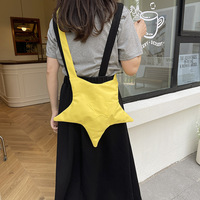 Cute Star Shape Women's Canvas Shoulder Bag Casual Solid Color Female Portable Tote Bag Simple Commuter Ladies Messenger Bags