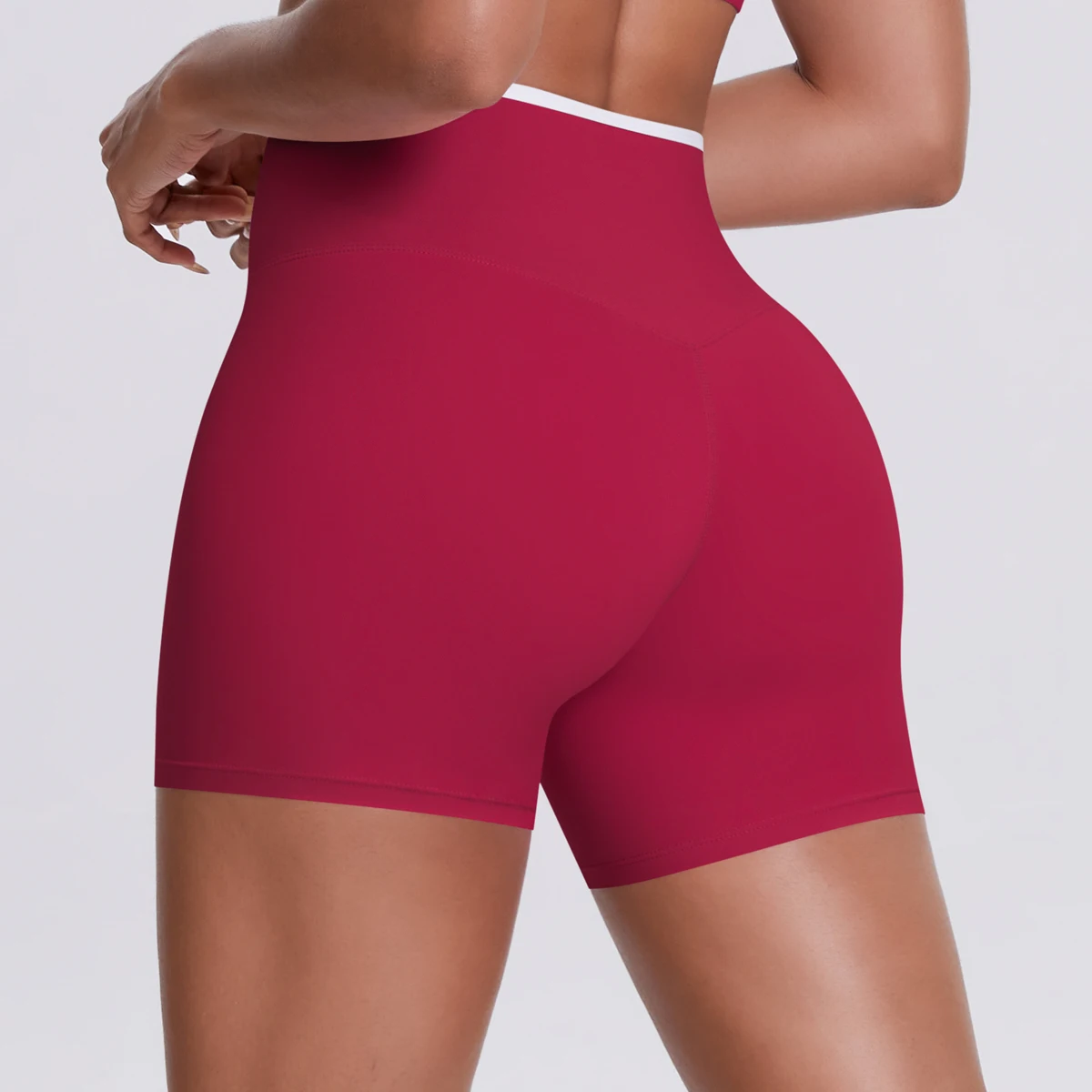 Yoga-Shorts, Damen-Fitness-Shorts, Shorts mit V-förmiger Taille, Lauf- und Fahrradshorts, atmungsaktive Sportleggings, Shorts mit hoher Taille für das Training und das Fitnessstudio. – Detail 32