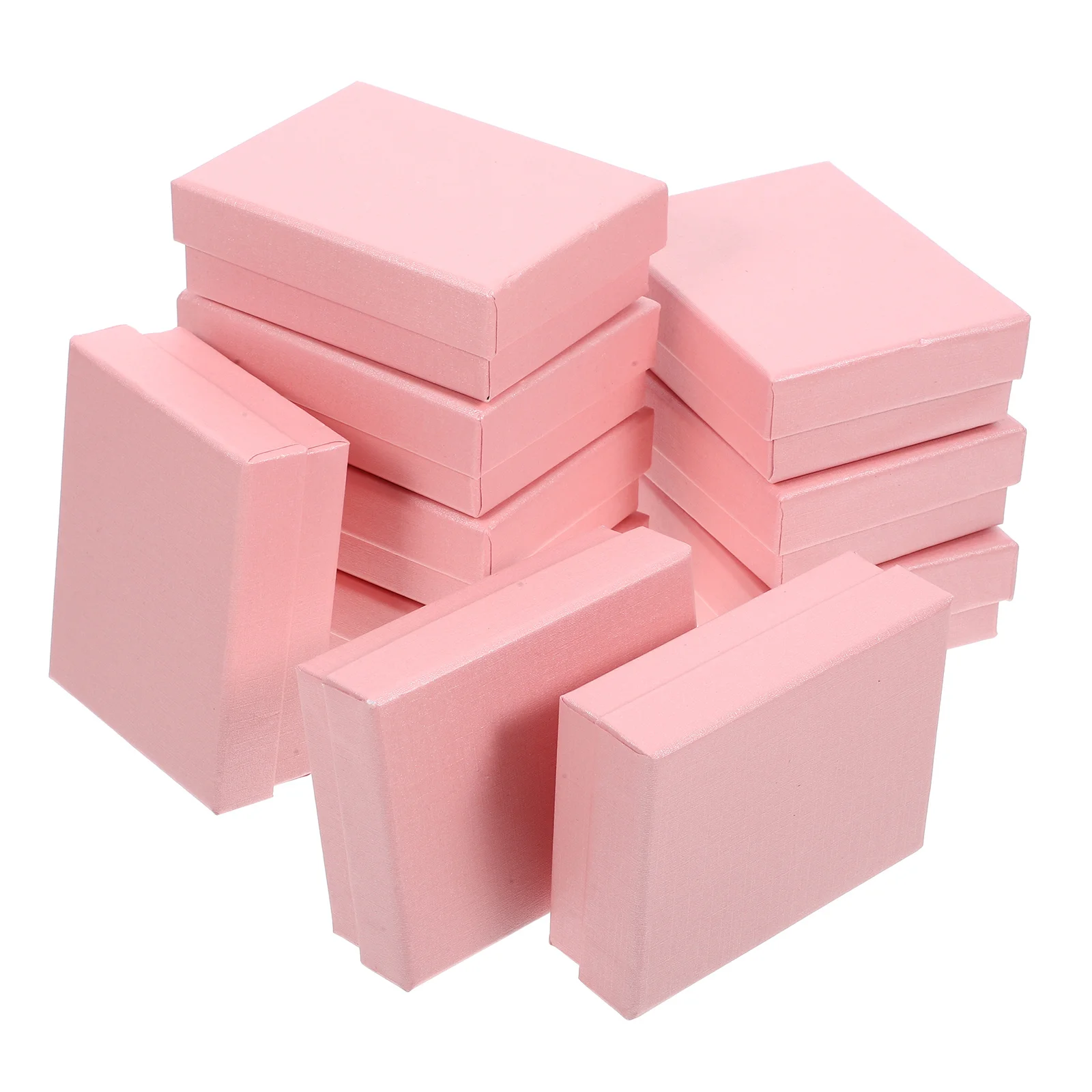 

10pcs Pink Leatherette Jewelry Boxes 5x5x3cm with Sponge for Necklace Ring Earrings Storage Gift Small Bulk Packaging