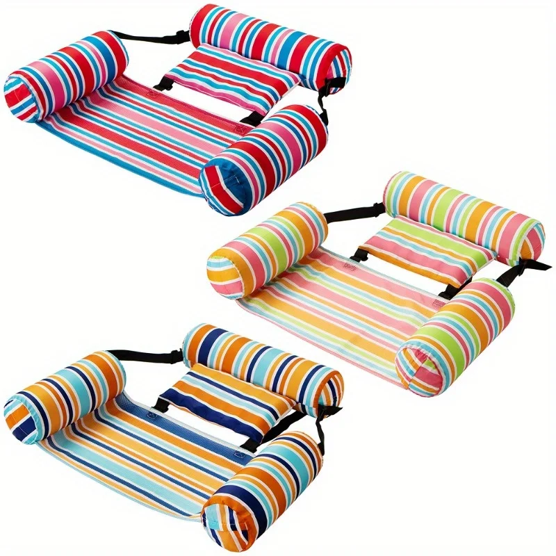 

Надувные шезлонги Joyfy (3 шт.) для бассейна, сверхпрочные полосатые кресла-гамаки для взрослых, портативные стулья для бассейна и озера