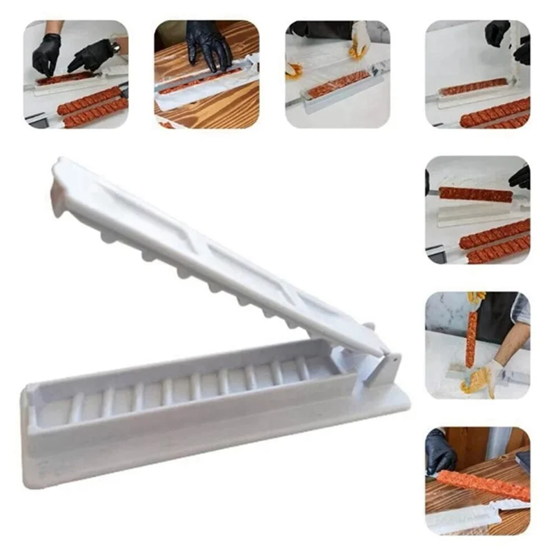 A98E-4Pcs صانع كباب آلة سيخ اللحوم للشواء قابلة لإعادة الاستخدام لصانع ضغط كباب الشواء لملحقات شواية المطبخ، أبيض