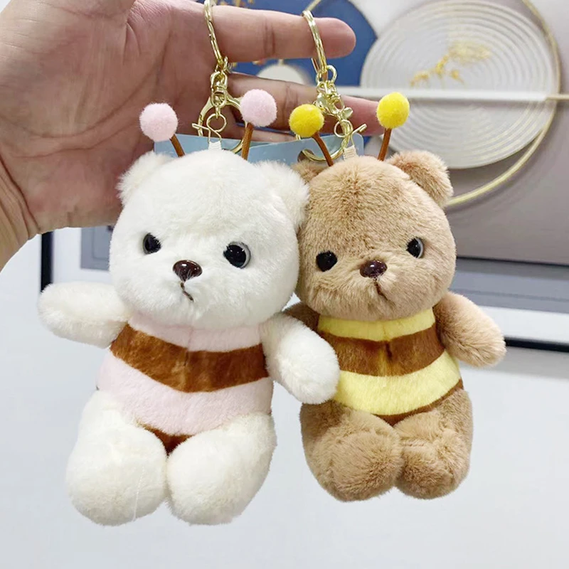 Cute Bee Bears Plush Doll Pendant New Plush Toy Girl Satchel Keychain Ornaments Decorated Cartoon Bear Stuffed Keyrings