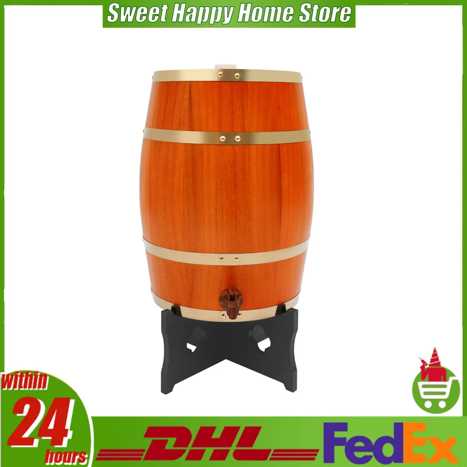 20L Wine Barrel Wood Wine Barrel Whiskey Barrel with Faucet and Stand for Home Brewing Wine Storage Party Decor