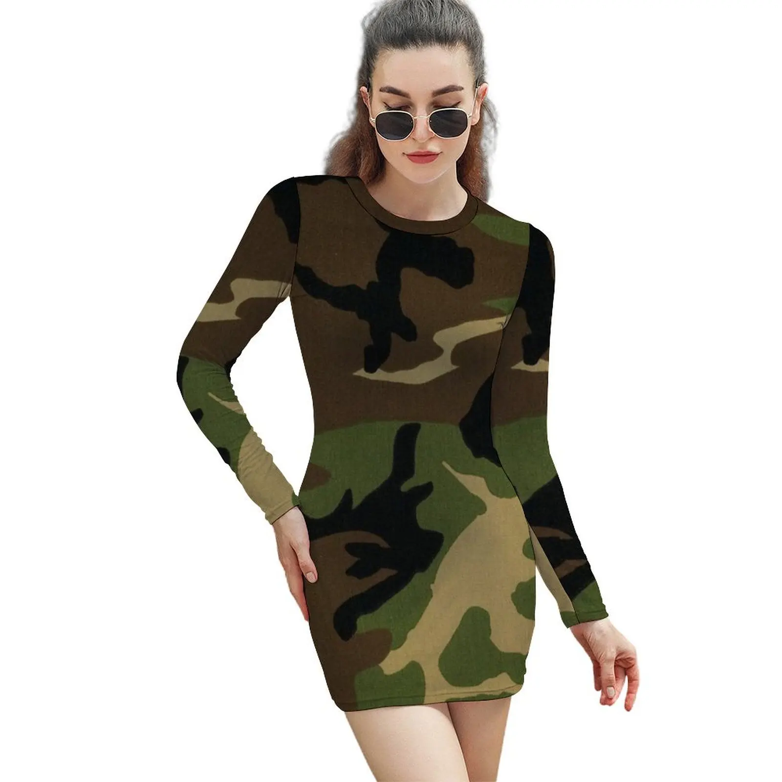 

Camo Long-Sleeved Sheath Dress luxury women's party dress evening prom fairy dress women's evening 2024