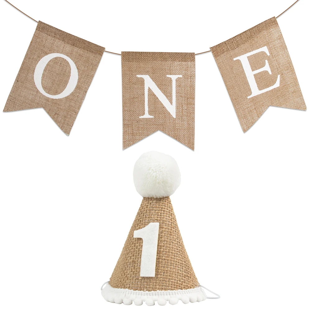 Description Picture 3 of itemBaby First Birthday Party Decoration Burlap Banner/Hat Baby Boy Girl 1st Birthday Party Gift Rustic Theme 1st Birthday Supplies