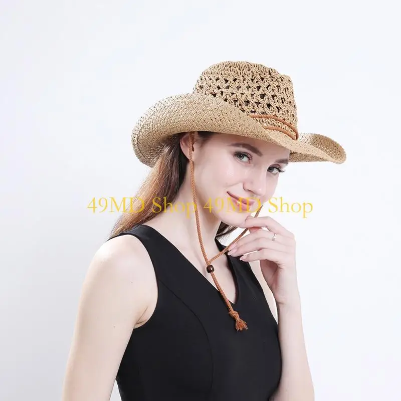 

49MD Шляпа-ковбойша в западном стиле с оплеткой и большими полями для фотосессии унисекс на свадебной вечеринке