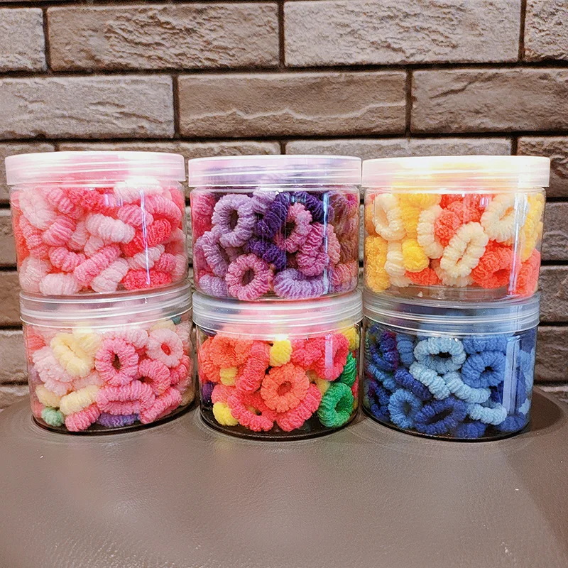 100PCS/Box Candy Color Baby Hair Ropes Colorful Elastic Princess Girl Rubber Bands Ponytail Hair Accessories for Kids
