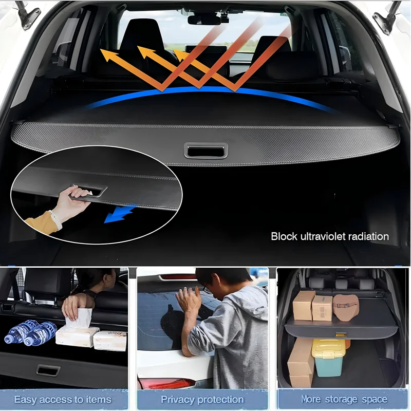Cargo Cover for 2025 2024 Subaru Crosstrek Base/Premium Accessories Trunk Cover Retractable Trunk Shielding Shade Carbon Texture