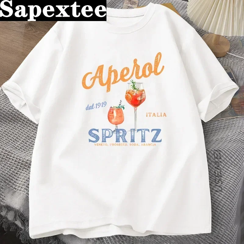 

Aperol Spritz Women T-shirt Aperol Graphic Italian Style T Shirt Italy Summer Graphic Breathable Casual Comfortable Printed Top