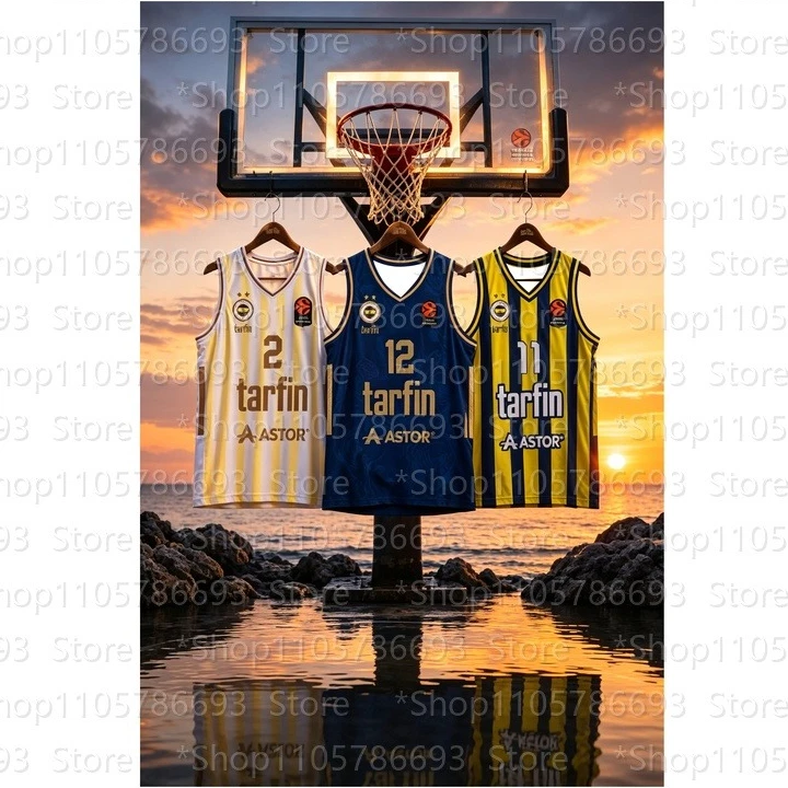 Image of 2026/27 Neuheiten: Fenerbahce Basketballtrikot # 12 Braxton Key 3D-Druck-Tanktop für Fans, schnelltrocknendes T-Shirt in Übergröße