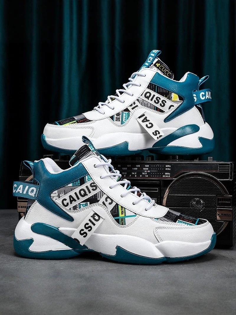 

High Top Men's Basketball Shoes 2026 Winter New Style Youth Trendy Sports Casual Thick Bottom Heightening Anti-slip Wear-resi...