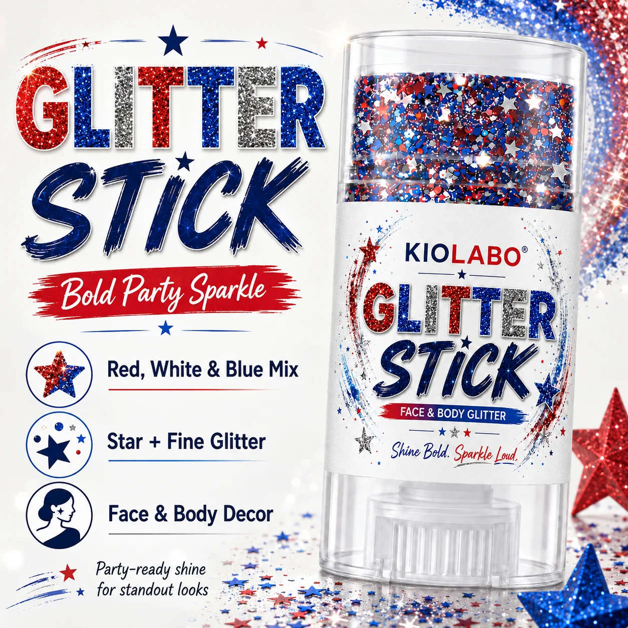 16g star sequins flash stick, multi-purpose flash gel makeup, suitable for facial hair body party, Halloween party