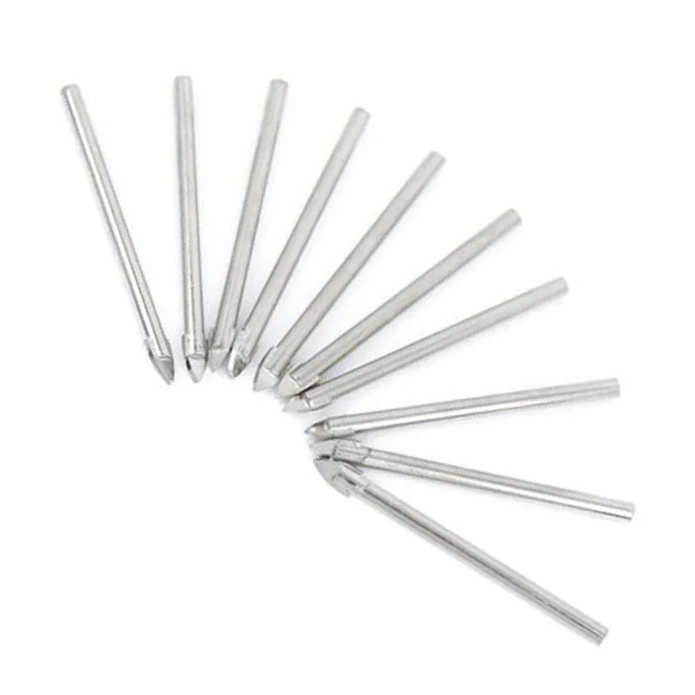 Professional 10pcs 6mm Carbide Drill Bit Set for Glass Ceramic Tiles and Fragile Surfaces with Smooth Drilling Feature