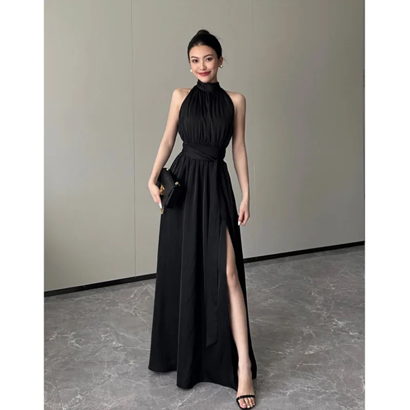 

High-quality Black Long Dress Female New Luxury Sleeveless Ladies Dating Dress Birthday Dress Skirt