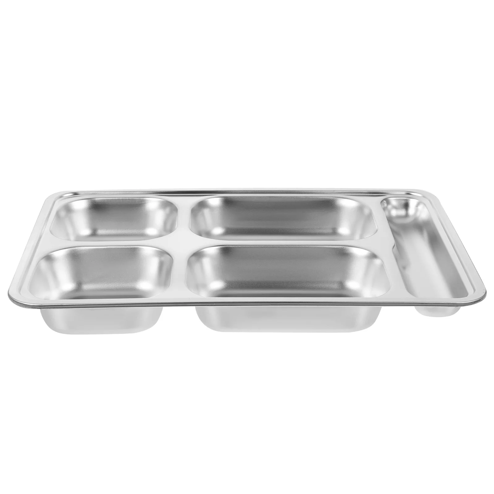 

1pc Stainless Steel Divided Food Plate Deep Compartment Spoon Slot Large Size Camping Picnic Kitchen Tableware Dinner Plates