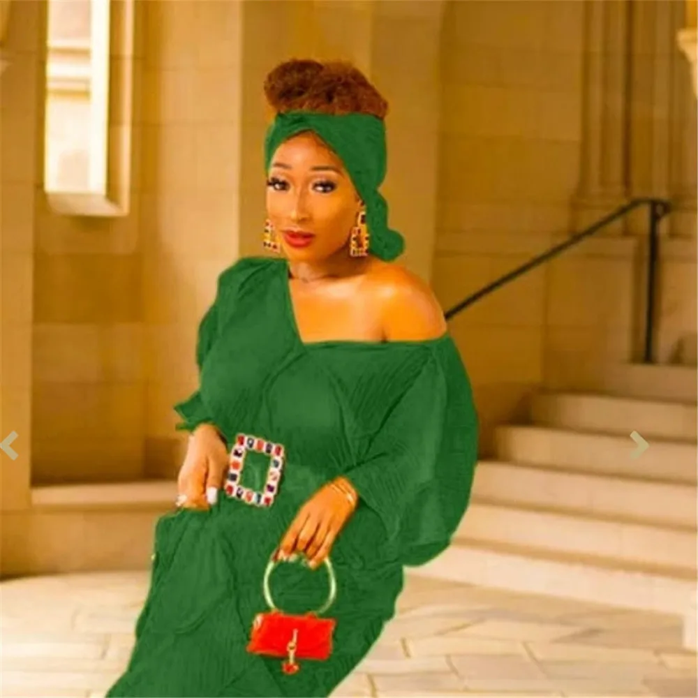 

Sexy Chiffon African Dresses for Women Dubai Abaya Belted Kaftan Ruffles Evening Gown Boubou Ankara Dashiki Scarf Dress Caftan