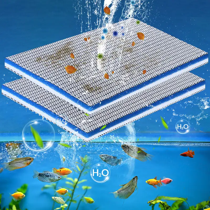 Aquarium 8D Sponge Filter Cotton Denitrifier Accessories Fish Tank Foam Agent Improved 8 Layer Non Gel Filter Pad