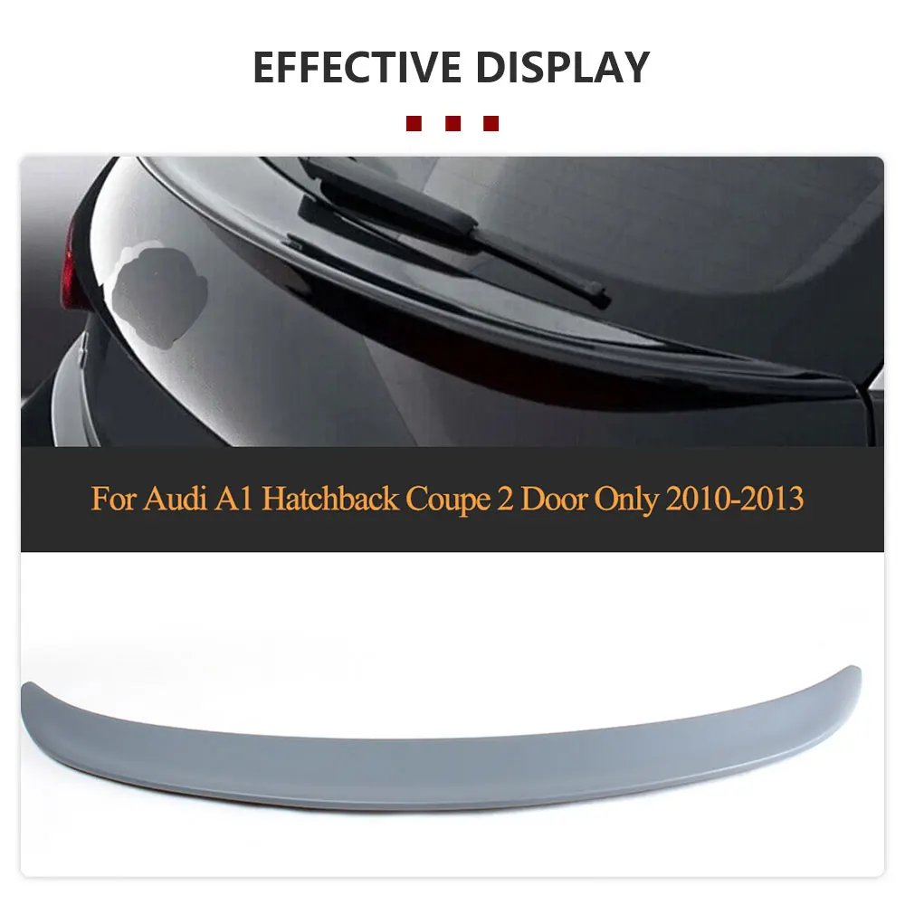 Car Rear Middle Trunk Spoiler Boot Wing Lip for Audi A1 Hatchback 2 Door Only 2010-2013 PU Unpainted Grey Primer Spoiler Wing