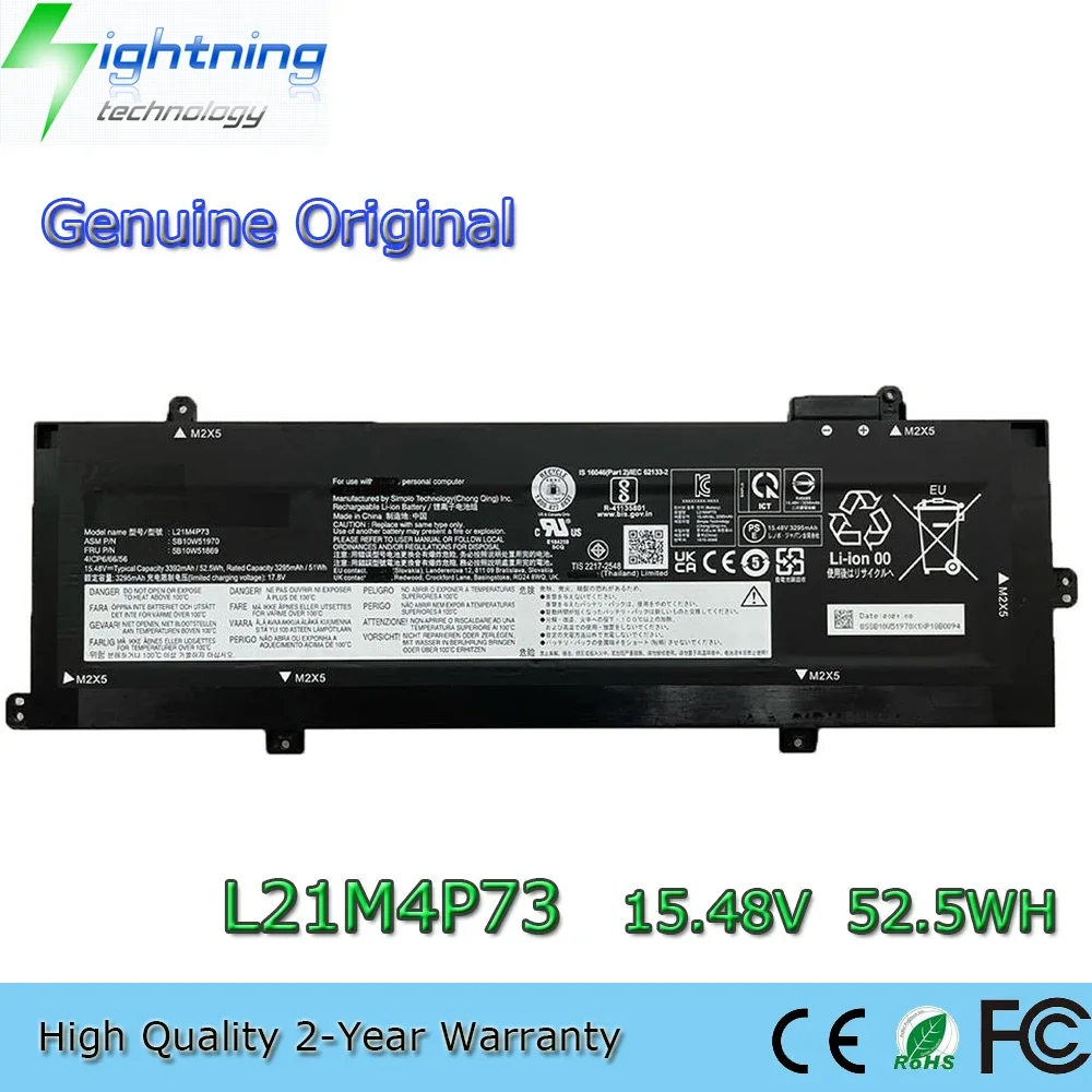 

New Original L21M4P73 15.48V 52.5Wh Laptop Battery for Lenovo ThinkPad P16s T16 1st Gen 2022 L21D4P73 L21M4P74 etc.