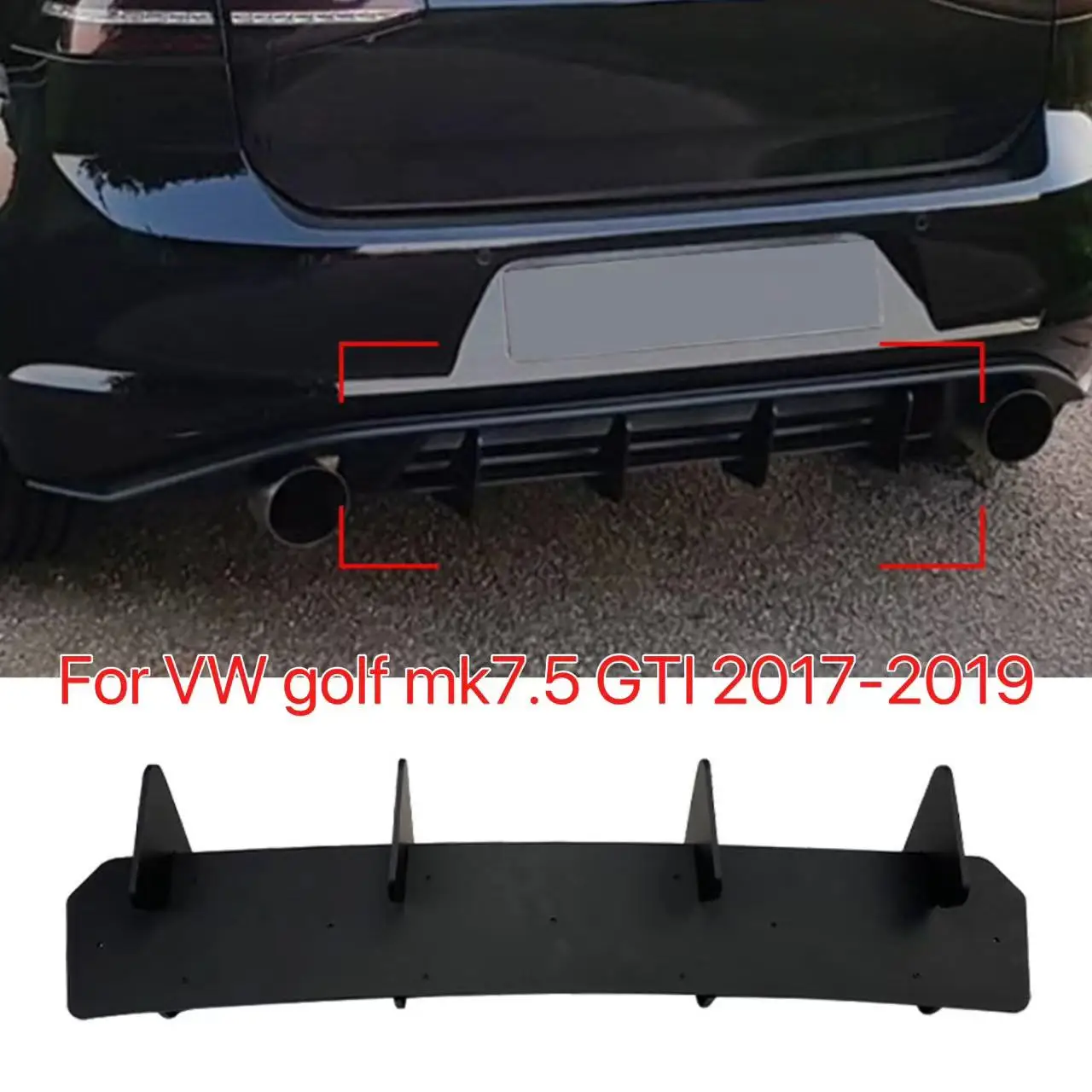 4 Fins street pro rear diffser for vw GOLF 7.5 GTI MK 7.5 GTI 2017-2019 rear side Under splitters spoilrs guard protector