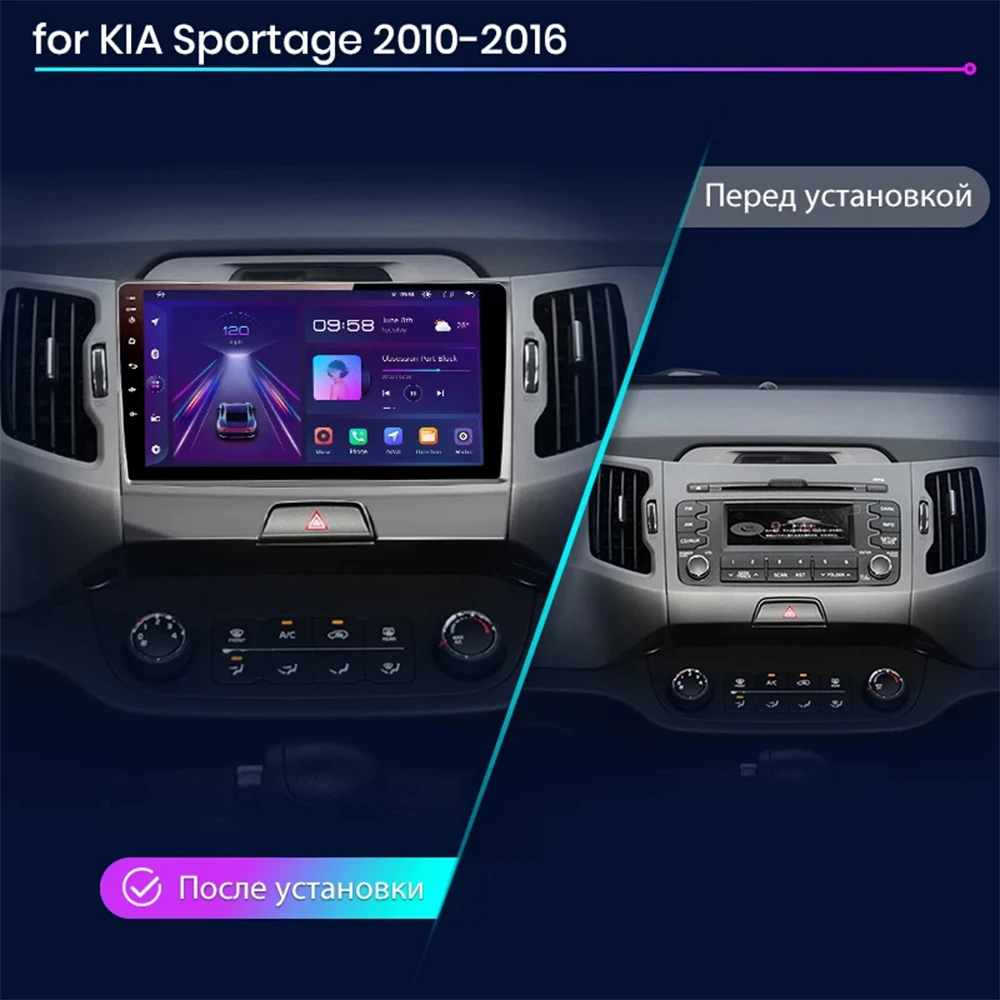 Автомагнитола на Android 14 для KIA Sportage 3 Sportage R 2010-2016, мультимедийный плеер для Carplay, автомобильная стереосистема 4G, Wi-Fi, Qualcomm, 2din