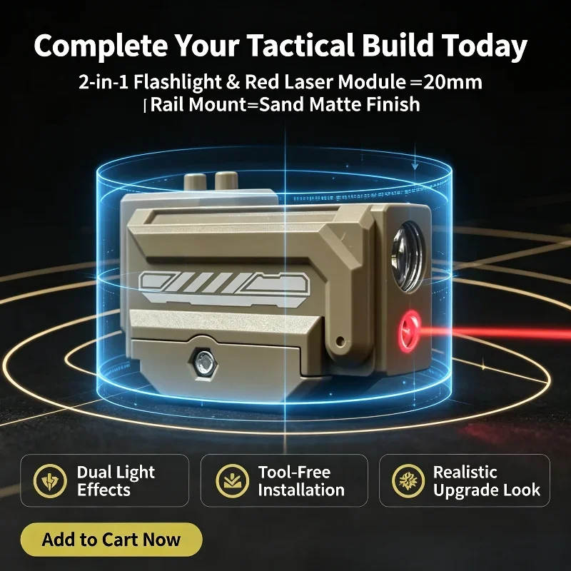 Durable Mini Rail Flashlight White Illumination Red Laser Compact Shell Hobby Model Modification Lighting Accessory