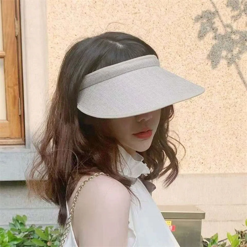 2024 Fashion Korea Styles Casual Outdoor Women Summer Wide Brim Sun Visor Hat Foldable Sport Empty Top Cap Beach