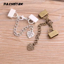 4pair Two Color Blank Cabochon Lobster Clasp + Extension Chain Setting Diy Bracelet Making Supplies For 10mm Leather