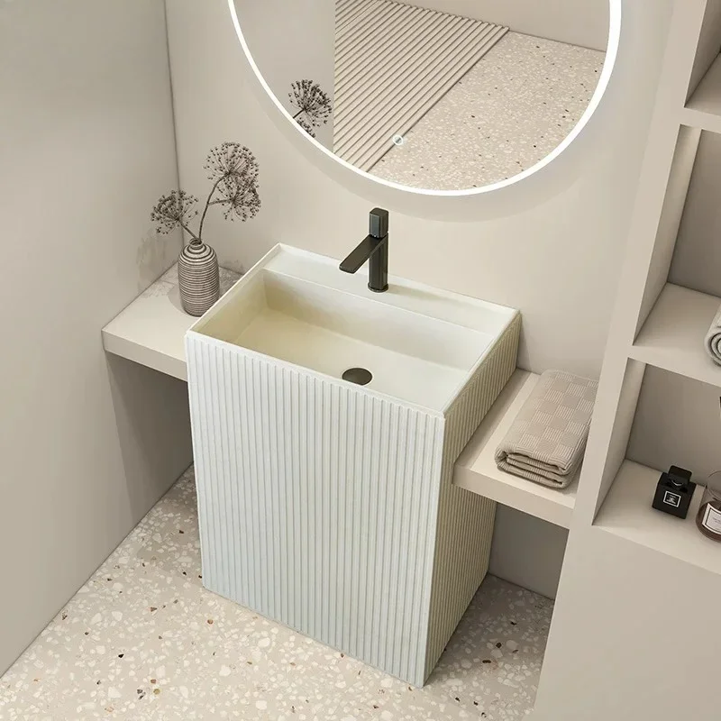 xx-Cream Wind Large Size Basin Integrated Floor Type Creative Personalized Face Wash Table Artificial Stone Art Column Basin