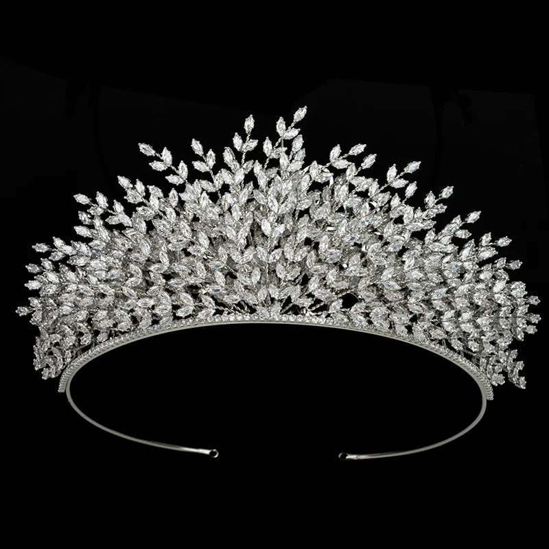 Headwear and Crown HADIYANA Fashion Feather Shape Bridal Wedding Jewelry Zircon BC6420 Girl Party Gift