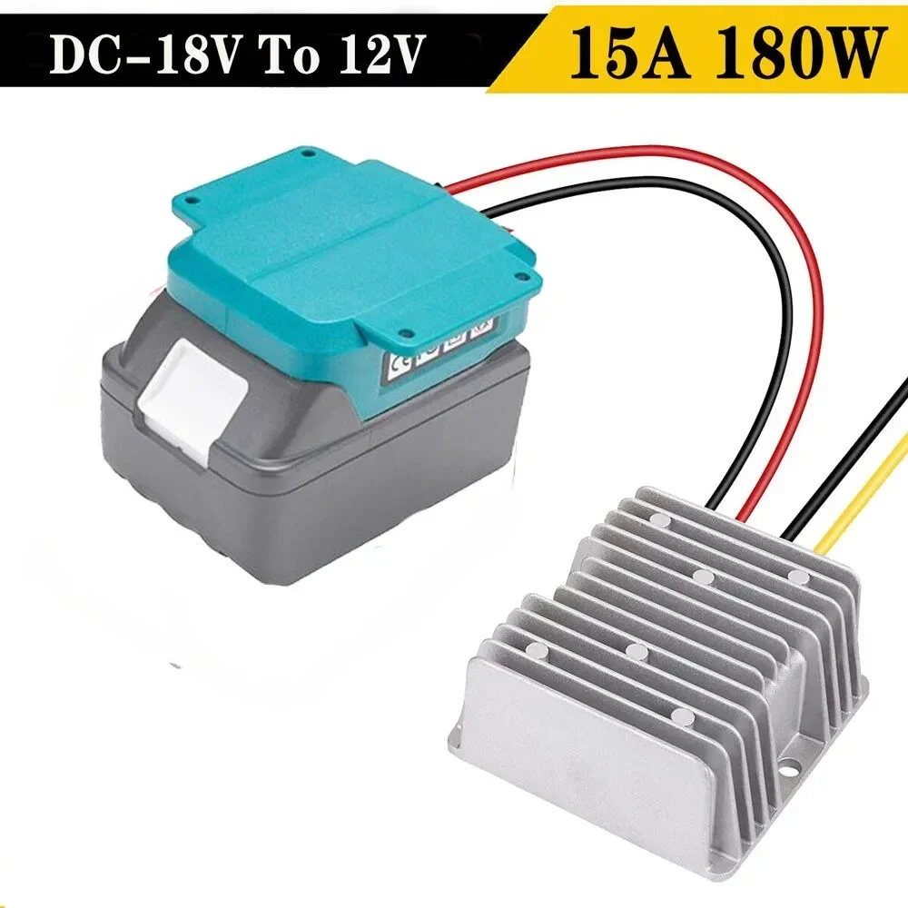 Konverter Step Down DC 18V ke DC 12V, adaptor untuk Makita 18V baterai Li-ion 180W DIY Regulator konverter Buck otomatis