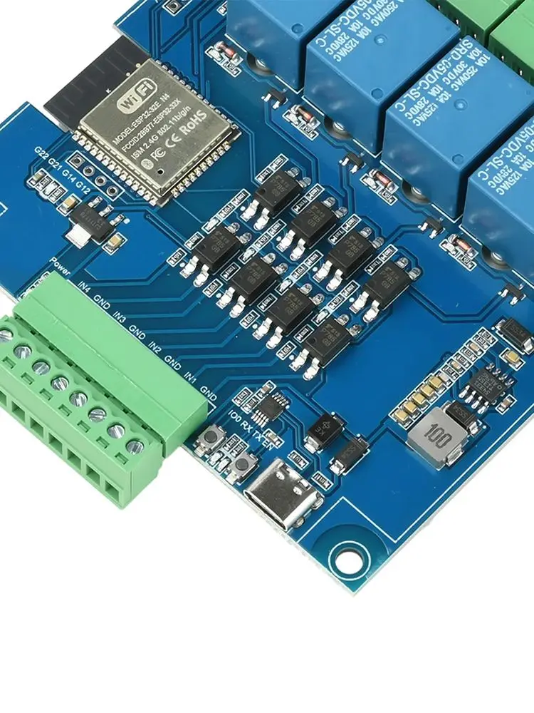 ESP32 4 8-kanaals WIFI-relaisontwikkelingsbord RS485 USART Modbus WIFI Bluetooth-relais Optocoupler Isolatiemodule DC9-24V Type C - afbeelding 2