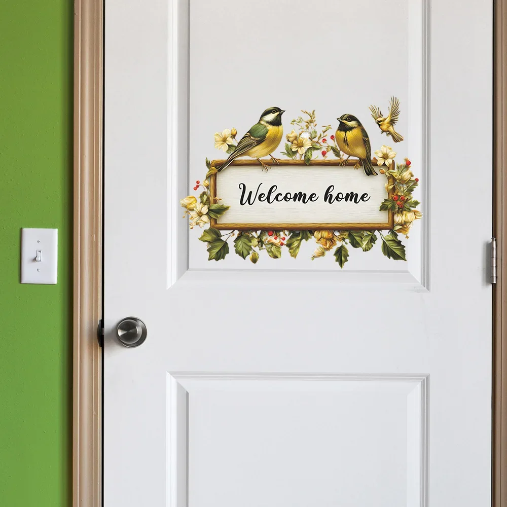Living Room Cabinet Decoration Mural Bedroom Door Home Background Decor Self-adhesive Decals Creative Flower House Wall Stickers