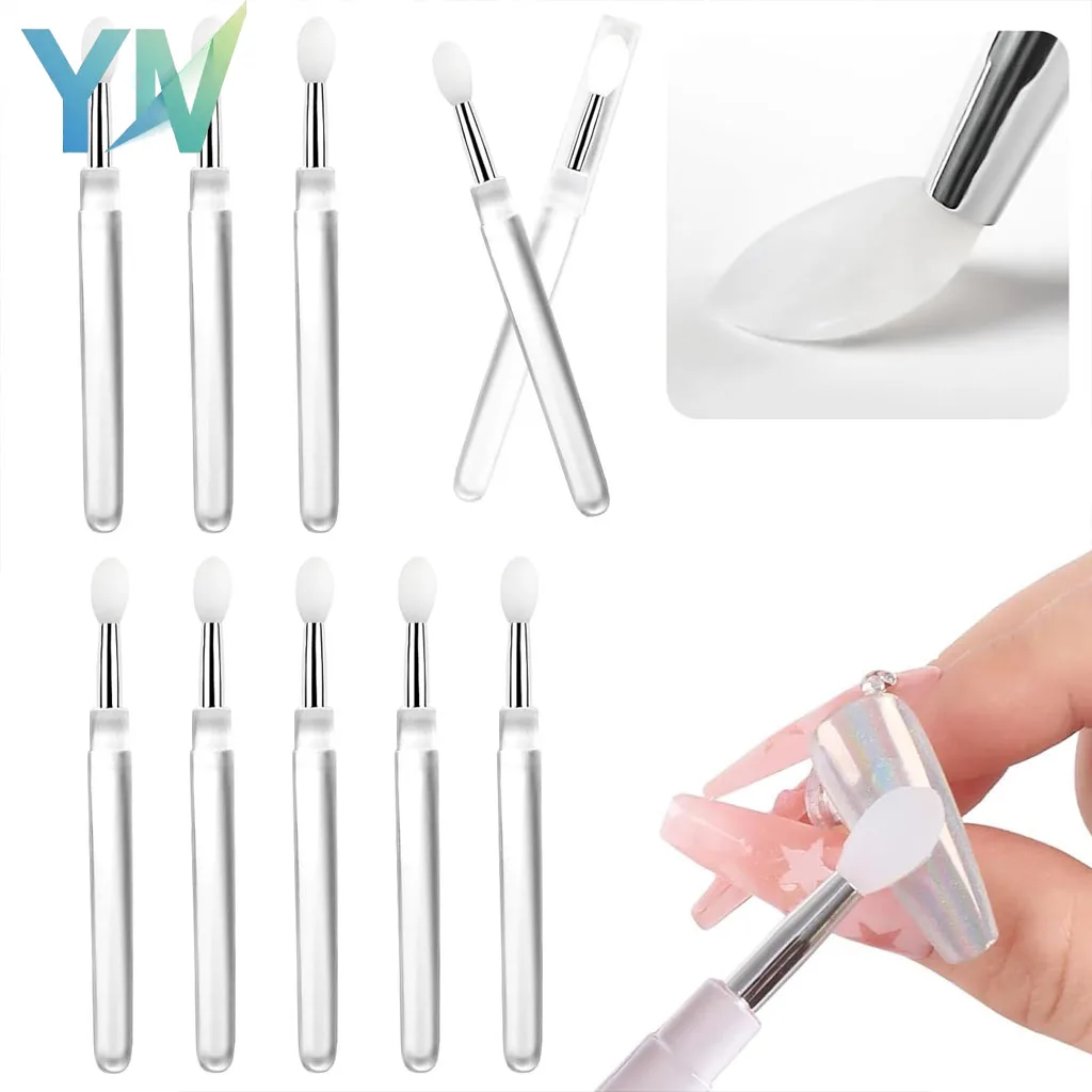 Barra aplicadora de silicona para decoración de uñas con tapa para polvo cromado y Aurora, herramienta de maquillaje reutilizable para una fácil aplicación de polvo