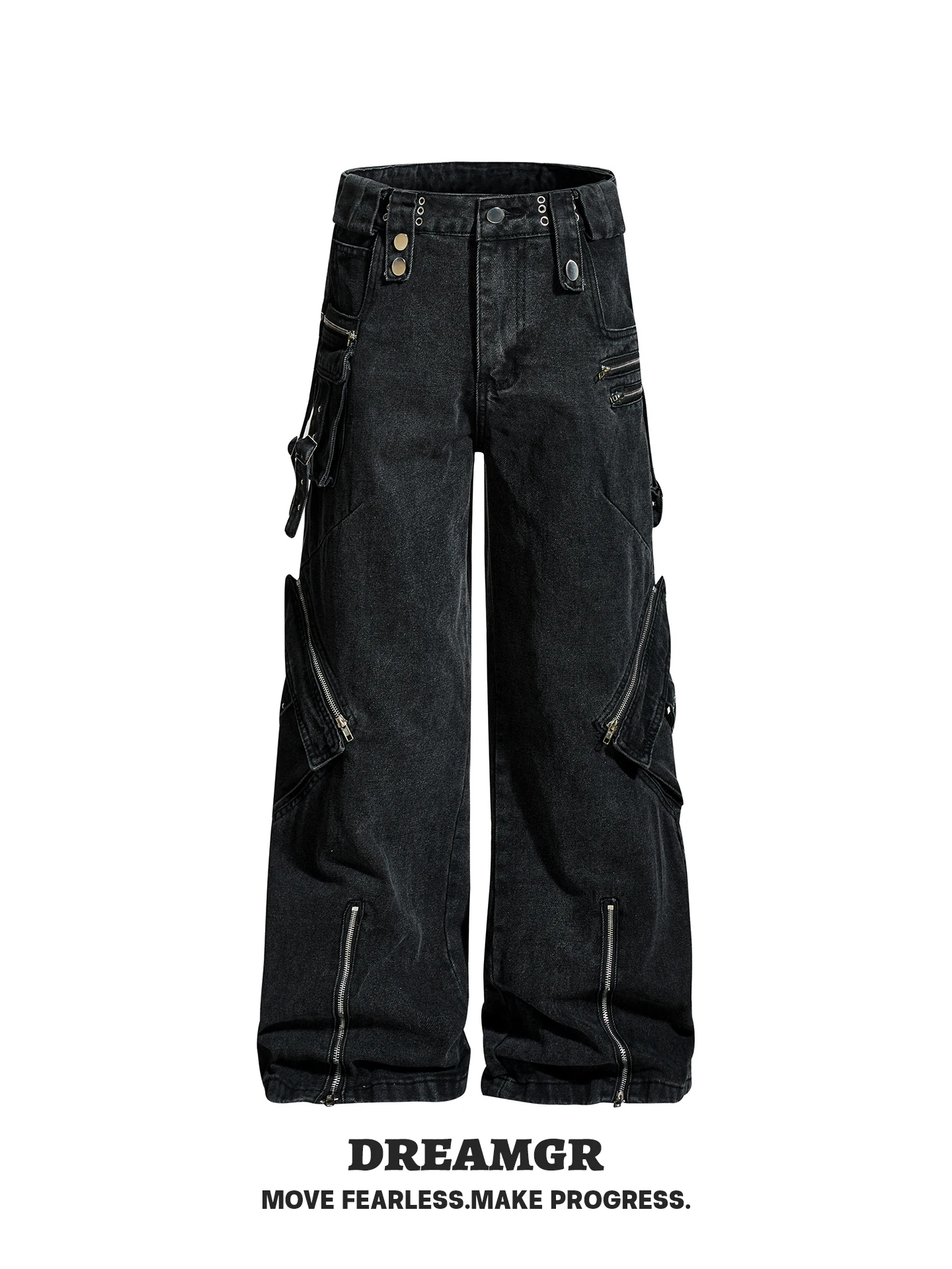 

Американские джинсы с высокой талией и широкими штанинами, мужские свободные повседневные джинсовые брюки с несколькими карманами, уличная мода, молодежный тренд