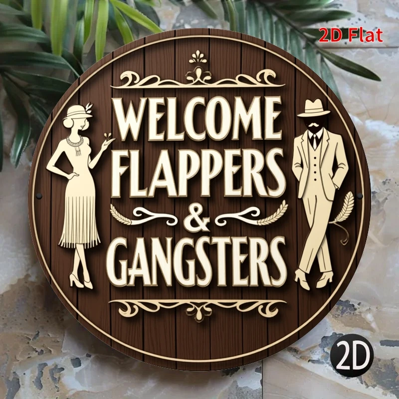 CIFBUY Vintage 1920s Prohibition Gangster Flapper Welcome Metal Sign Aluminum Wall Art Waterproof Durable Rust Proof Home Bar