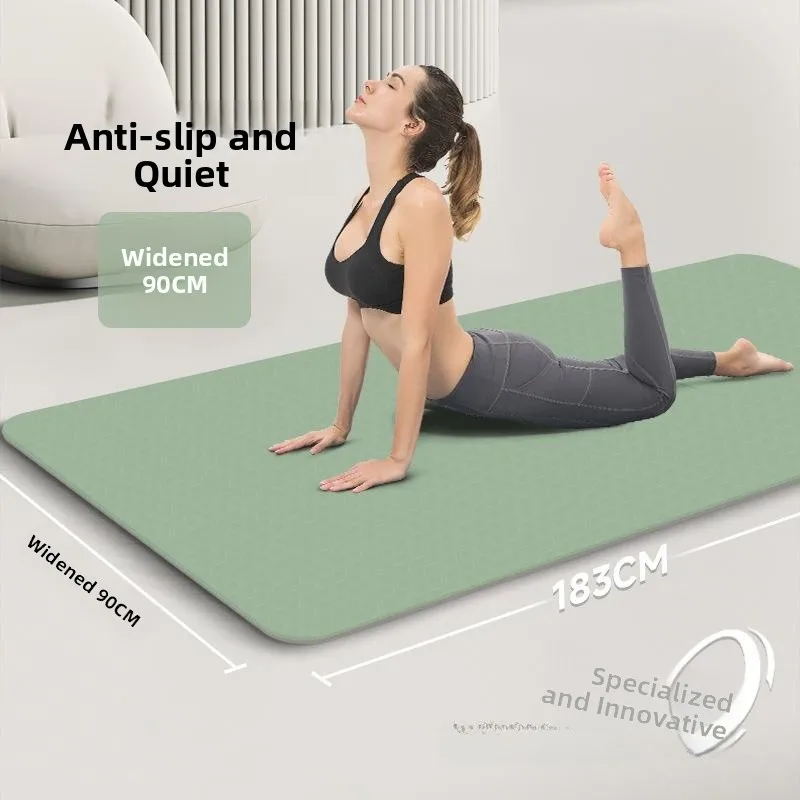 

Thickened Double-layer Wide TPE Yoga Mat Anti-slip Fitness Dance Floor Mat Women's Style Home Gym Use Sound Insulation Shock ...