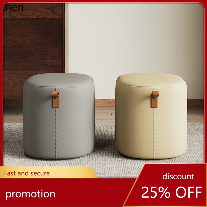 LXC Home  Simple Dining  Large Round Stool Sofa Coffee Table Tea Table Leather Soft Cushion Makeup Vanity Stool