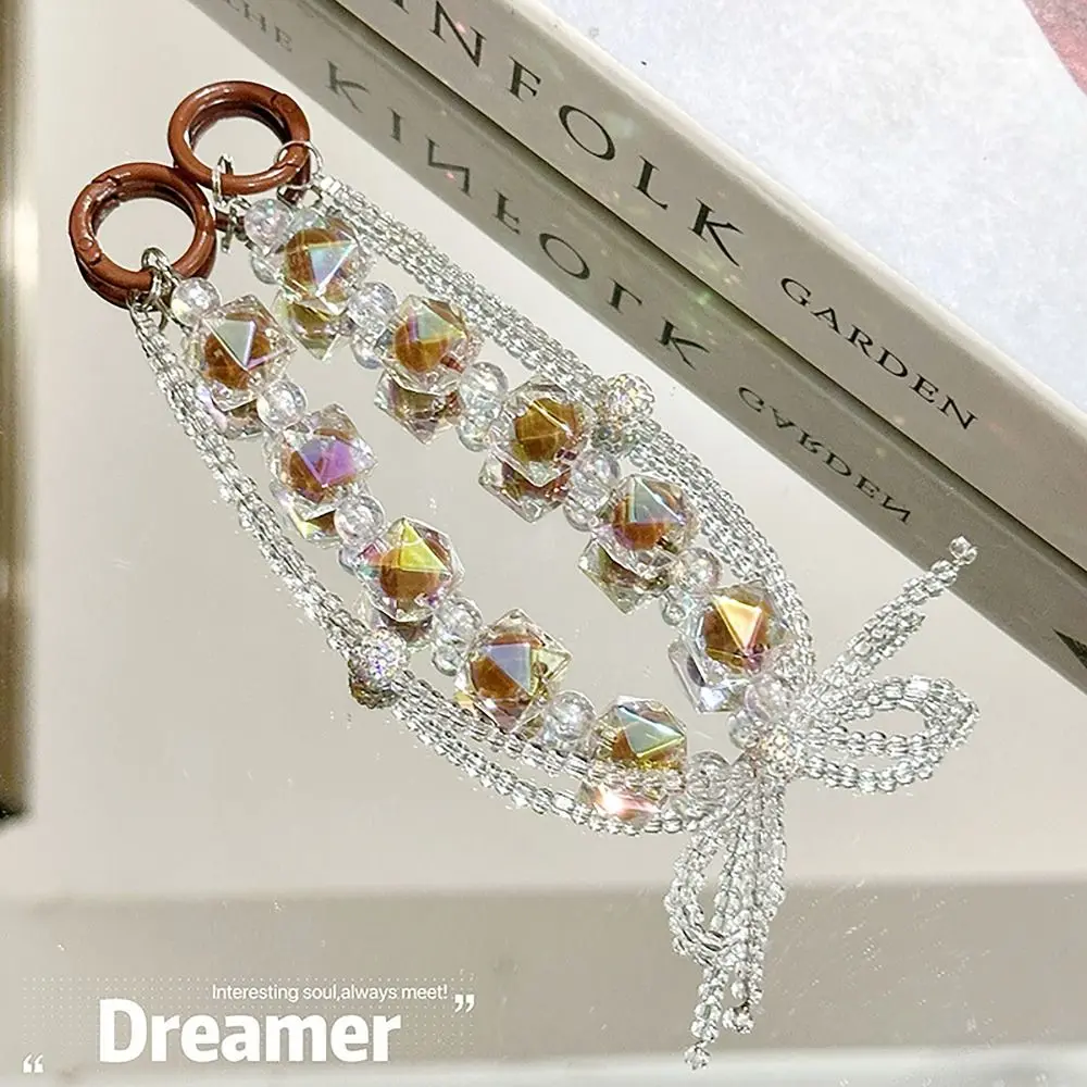 Colorful Hanging Cord Mobile Phone Strap Beaded Double Layer Handmade Phone Charm Rope Anti-lost Mobile Chain Lanyard Universal